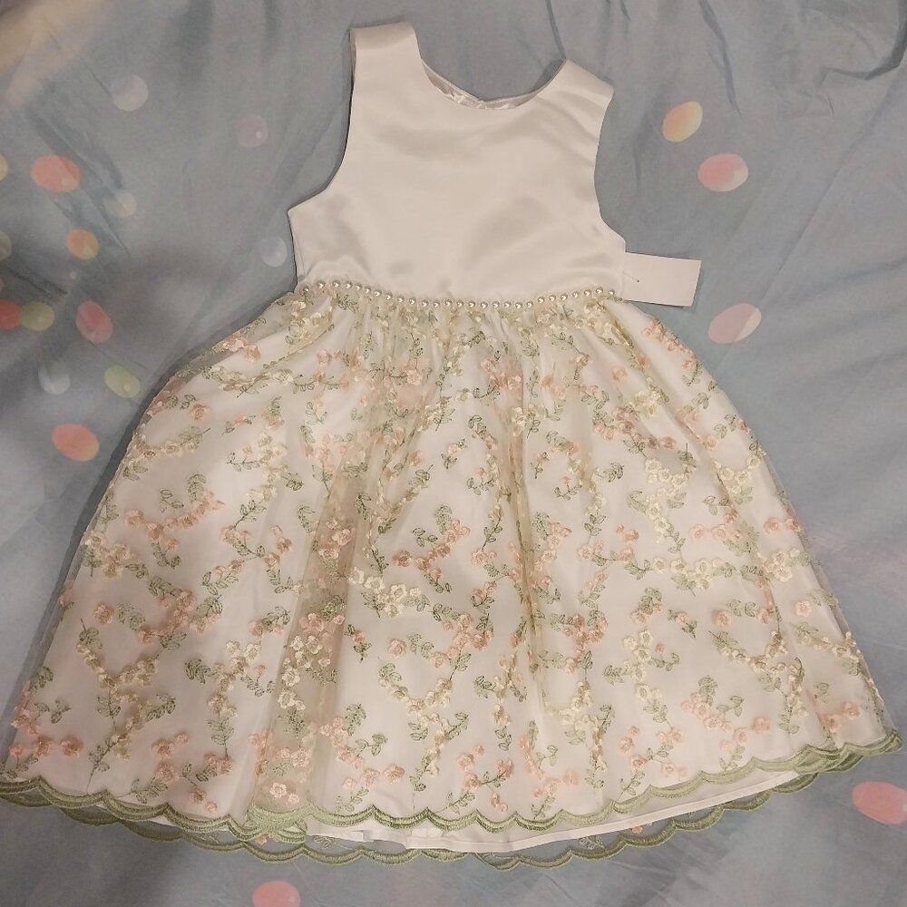 American Princess Cream Sleeveless Easter Dress Size 4